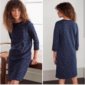 Boden Hannah Sweatshirt Dress in Silver Glitter Leaf Print